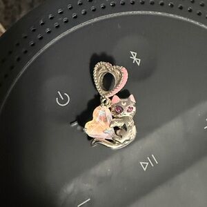 SOLD ** 925 Silver Cat Heart Charm